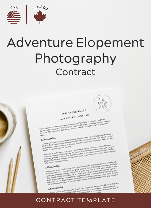 Adventure Elopement Photography Contract - The Legal Paige