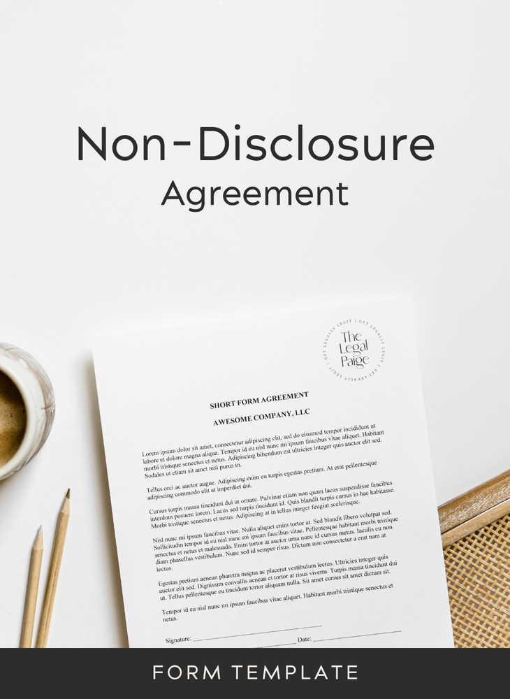 Non-Disclosure Agreement contract template for business confidentiality