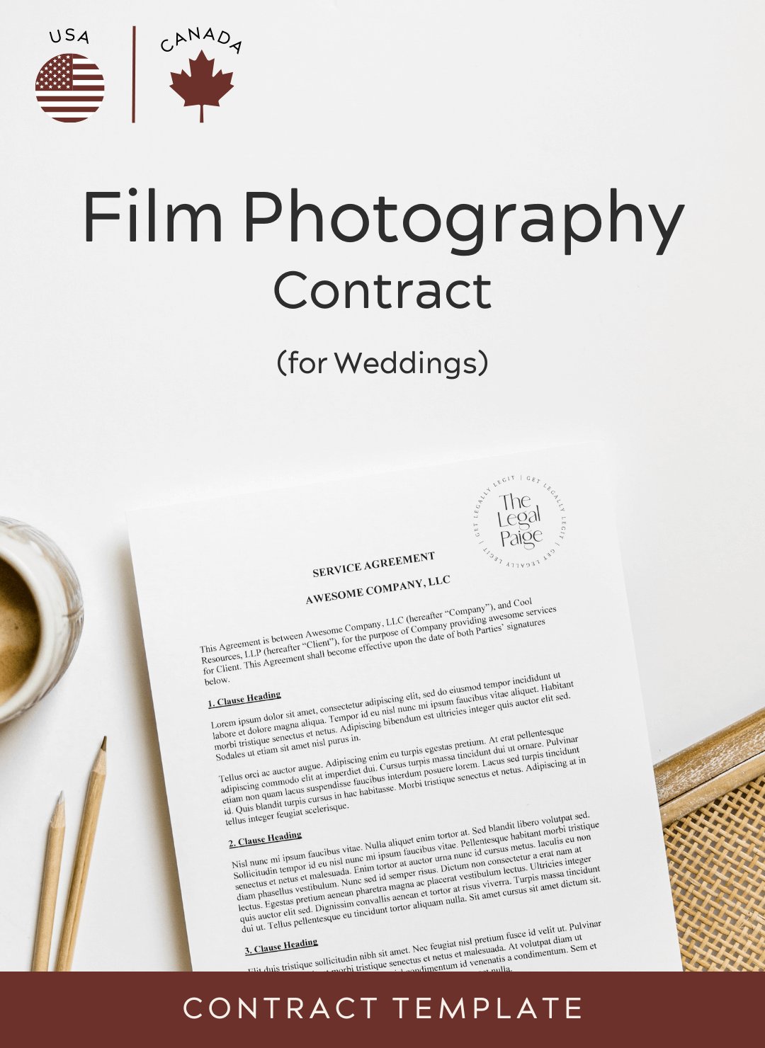 Film Photography Contract for Weddings - The Legal Paige®