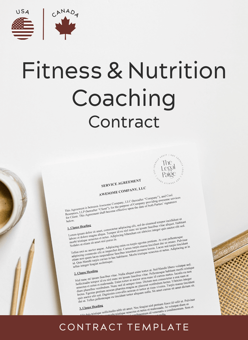Fitness and Nutrition Coaching Contract Sample - The Legal Paige
