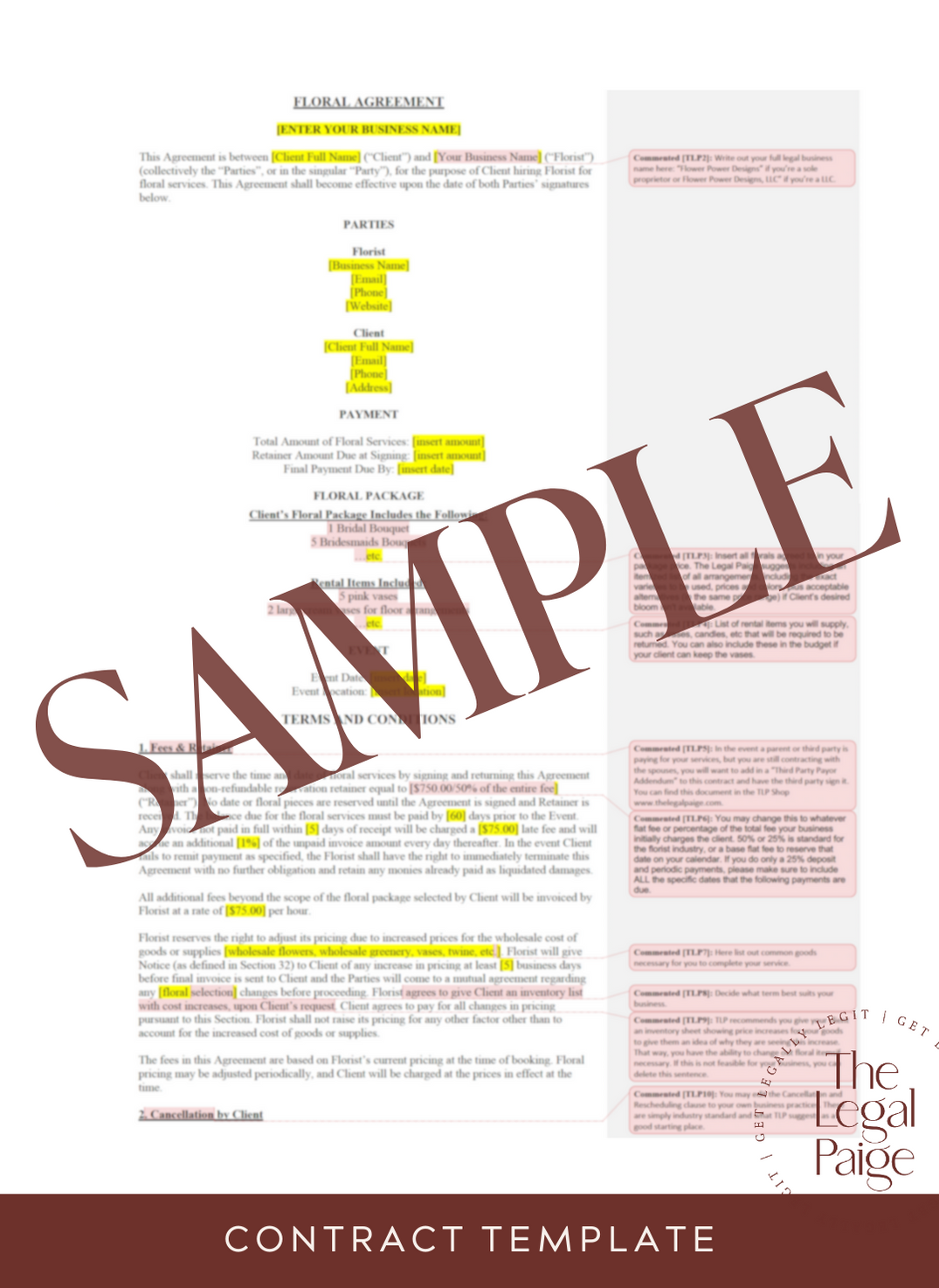 Legal Contract Layout Example Legal Contract Templates for Creatives - The Legal Paige