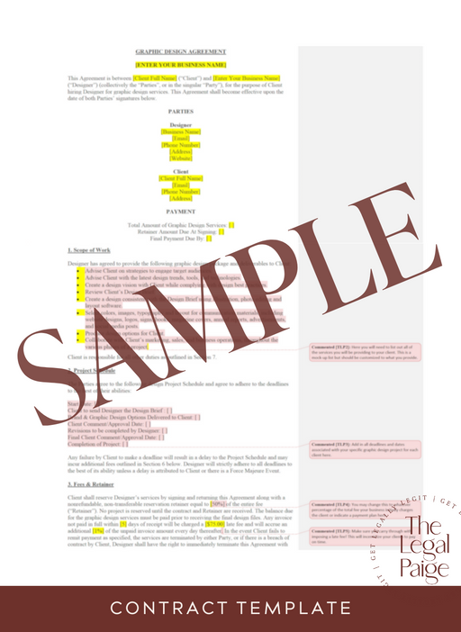 Graphic Designer Contract Sample - The Legal Paige