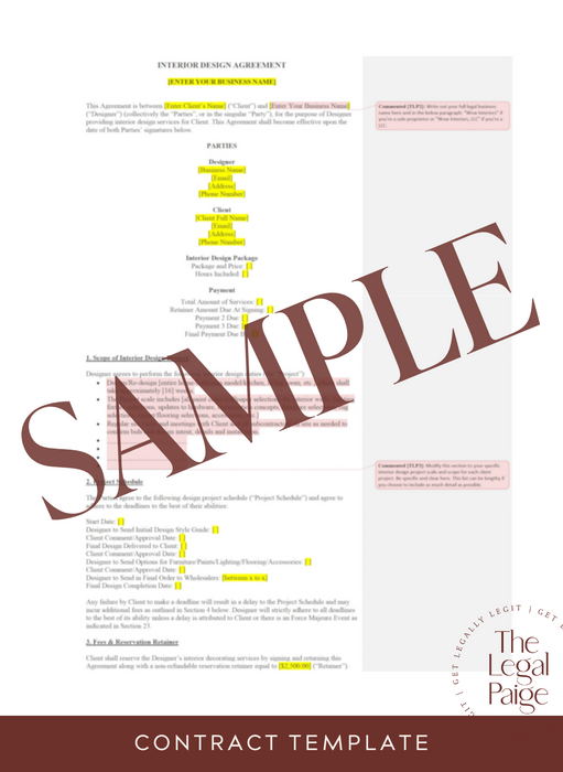 Interior Design Contract Sample - The Legal Paige