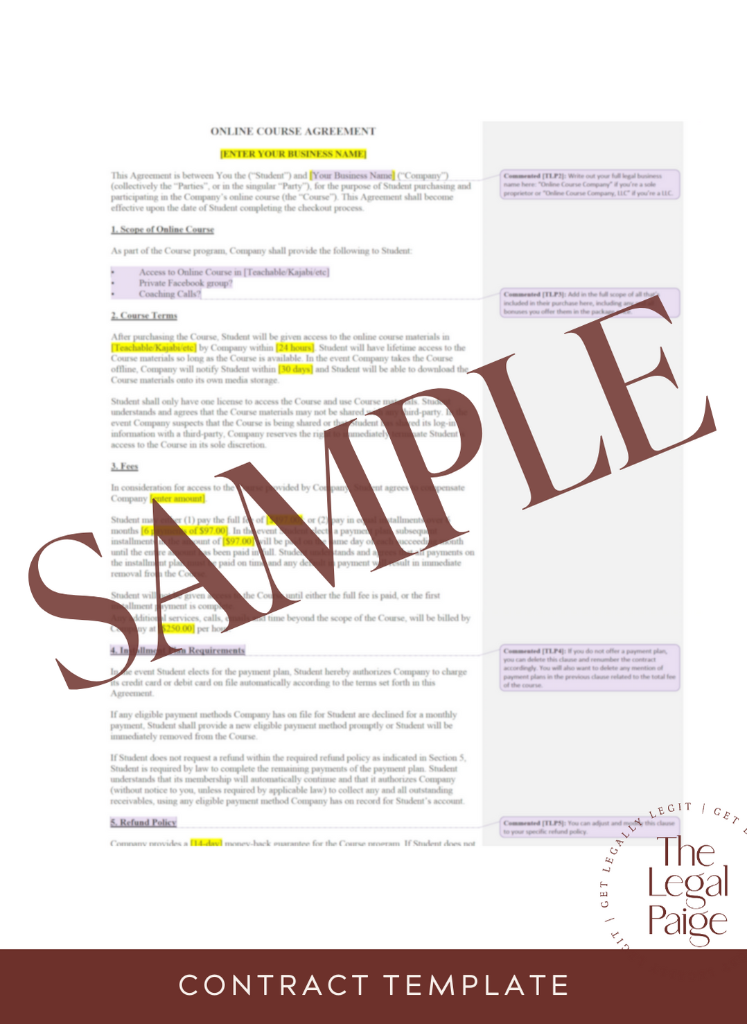 Online Course Contract - The Legal Paige®