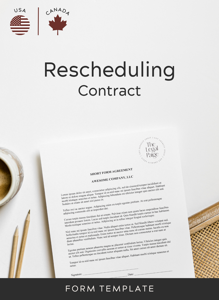 Rescheduling Contract Template from The Legal Paige®
