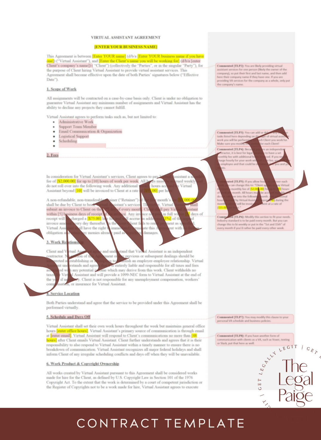 Product - Contract Templates — The Legal Paige