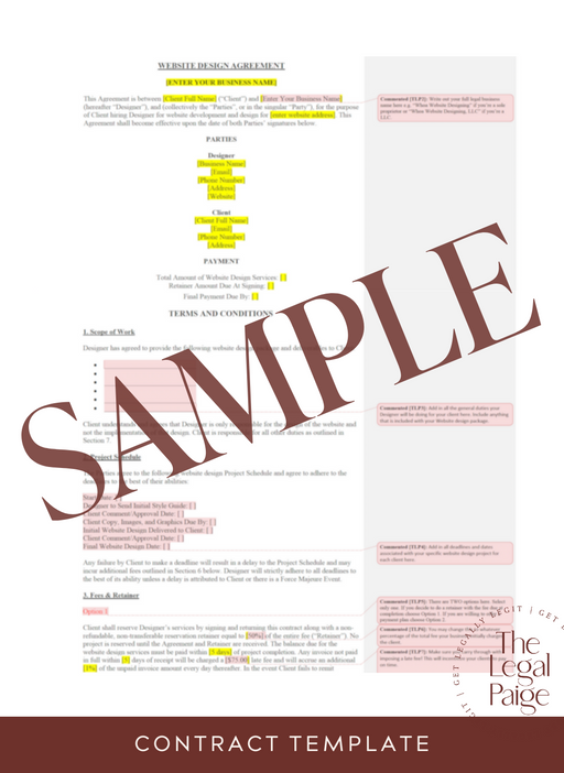 Website Designer Contract Sample - The Legal Paige