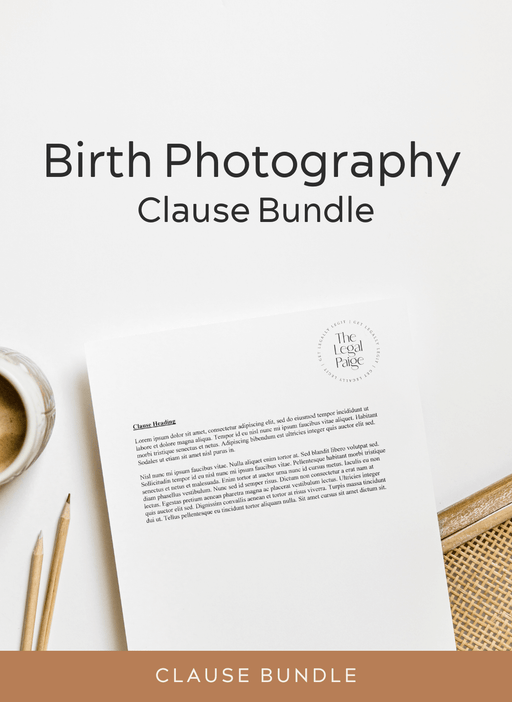 Birth Photography Clause Bundle Template for Photographers