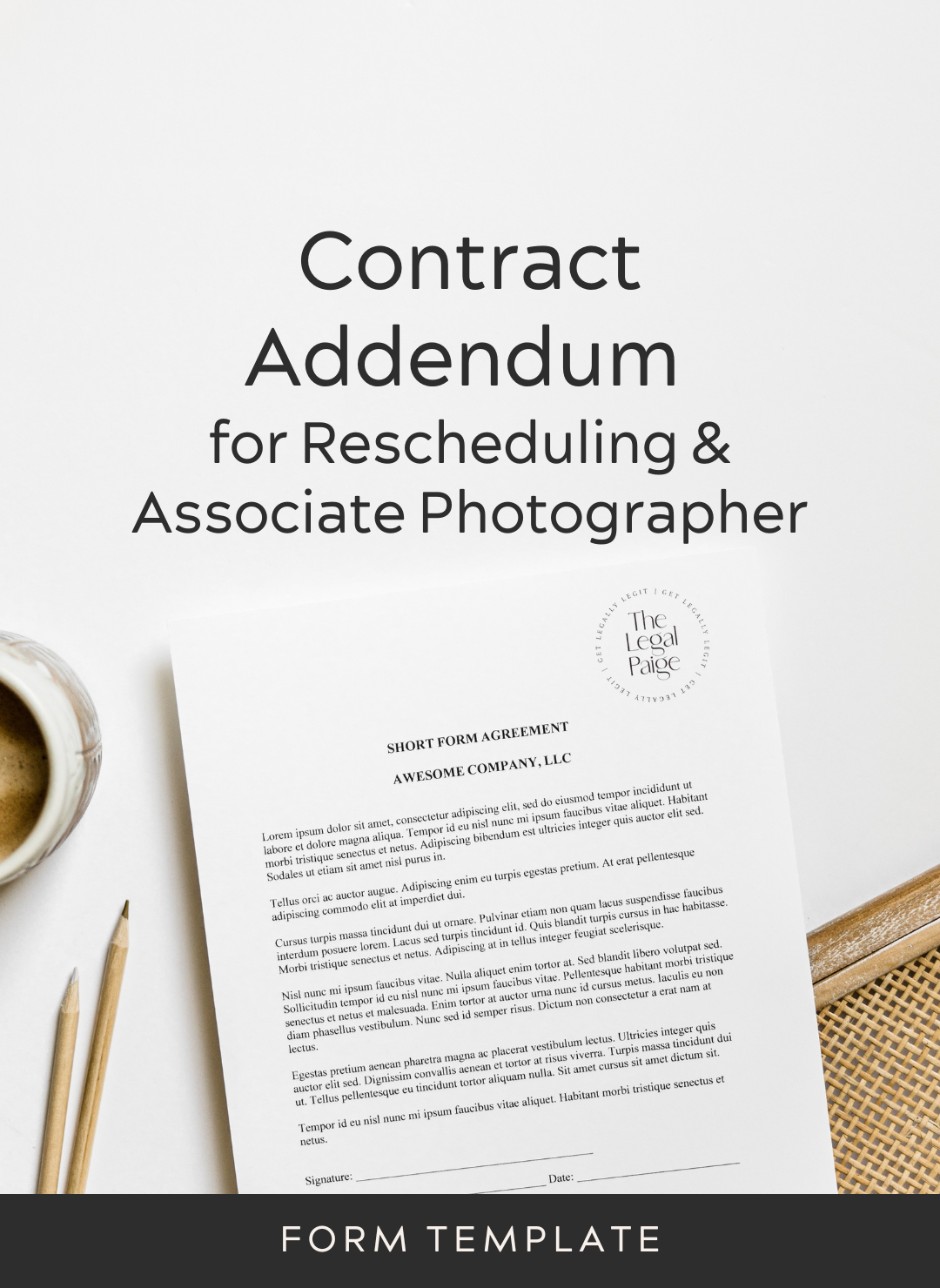 Contract Addendum for Rescheduling & Adding an Associate Photographer ...