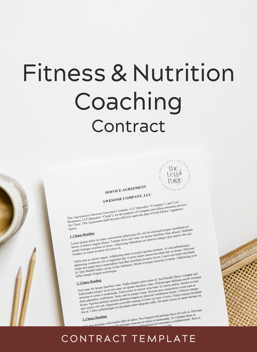 The Legal Paige - Fitness & Nutrition Coaching Contract Template