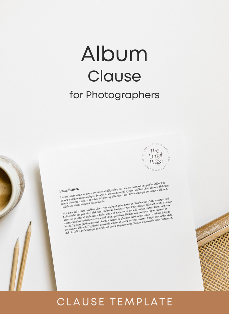 The Legal Paige - Album Clause for Photographers
Photographer album clause legal template for client contracts