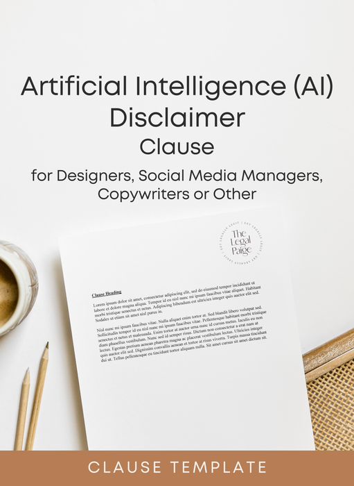 The Legal Paige - The Legal Paige - Artificial Intelligence (AI) Disclaimer Clause for Designers, Social Media Managers, Copywriters, or Other