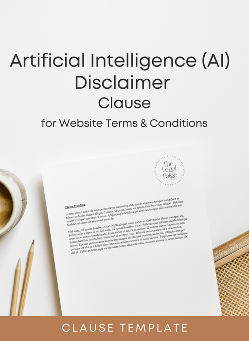 The Legal Paige - Artificial Intelligence (AI) Disclaimer Clause for Website Terms & Conditions