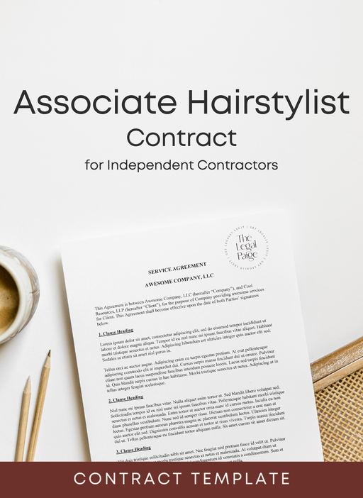The Legal Paige - Associate Hairstylist Contract for Independent Contractors