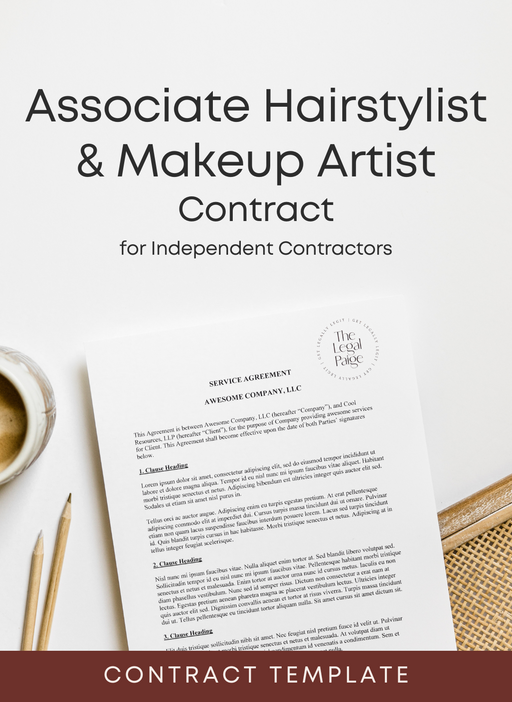 The Legal Paige - Associate Hairstylist & Makeup Artist Contract for Independent Contractors