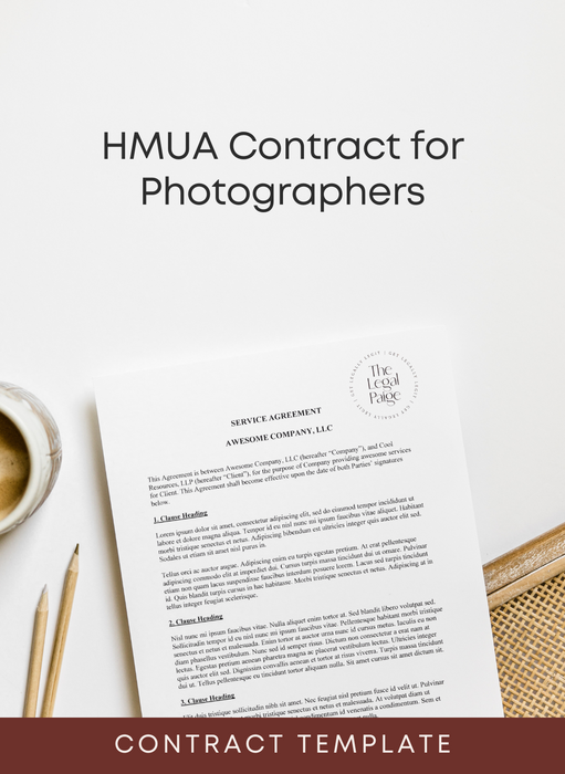 The Legal Paige - HMUA Contract for Photographers