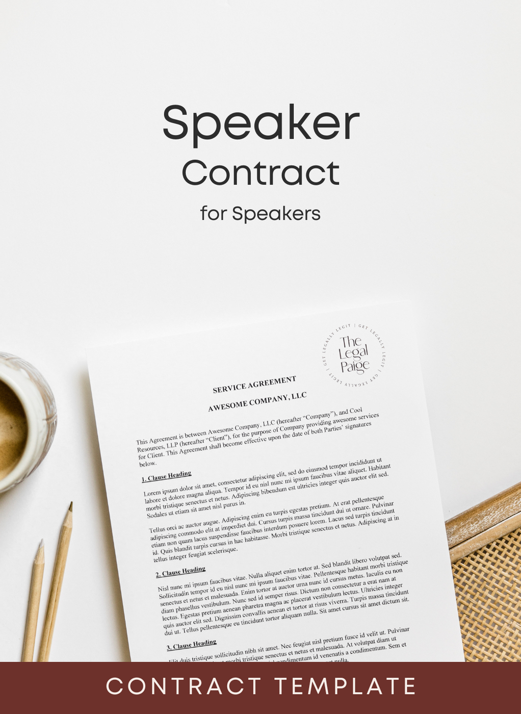 Speaker Contract for Speakers - The Legal Paige®
