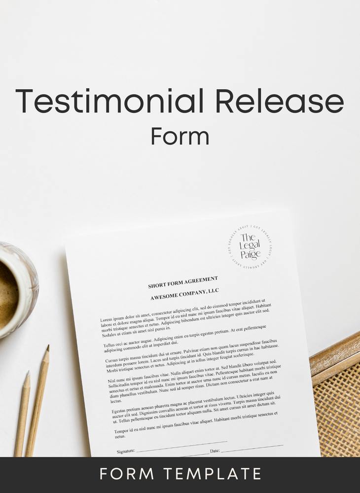 The Legal Paige®
Testimonial Release Form Template for Small Business Owners
